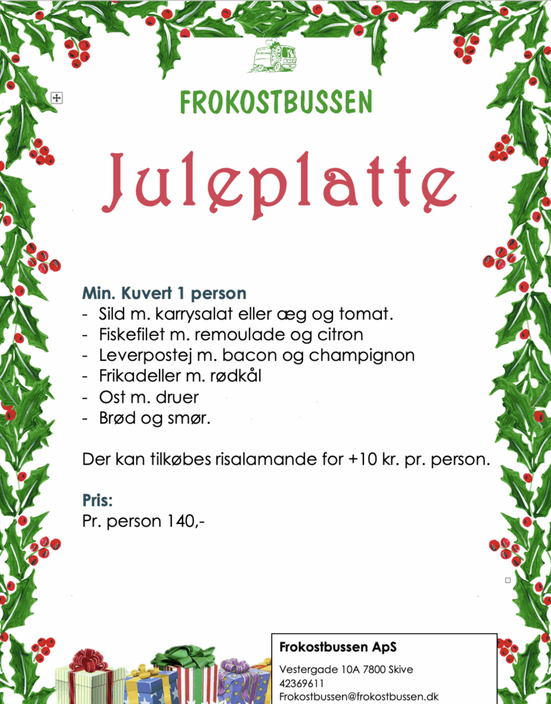 Juleplatte menu fra Frokostbussen med traditionelle retter